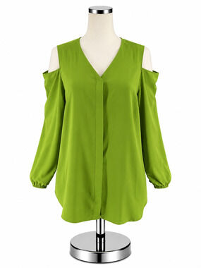 Chico's Women's NWT Lime Green Cold Shoulder Tunic Blouse Size 2 Large